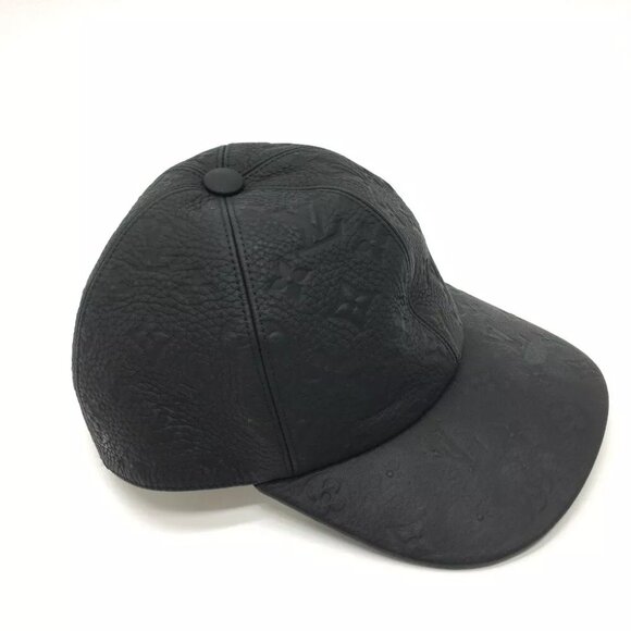 LOUIS VUITTON MP2605 Monogram Newsboy cap 1.1 Leather Cap Hat Black - Picture 5 of 8